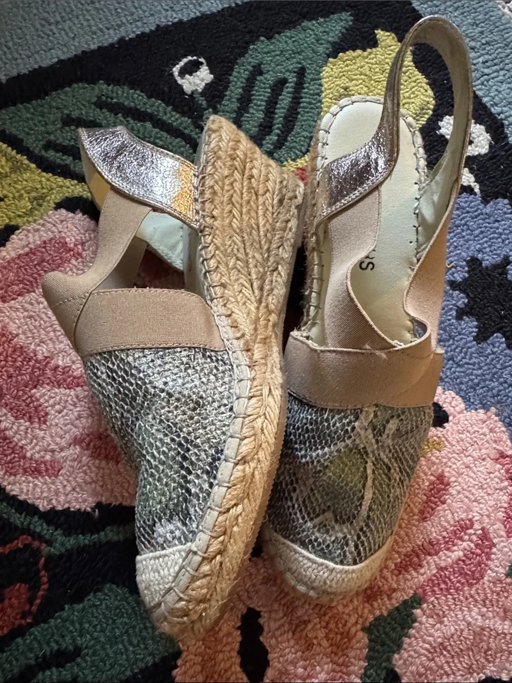 Women's Tan & Snake-Print Slingback Espadrilles size 39